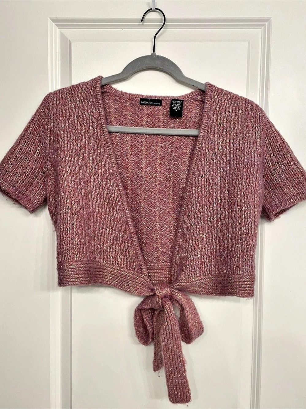 Moda International Pink Tie-Front Cardigan Like New